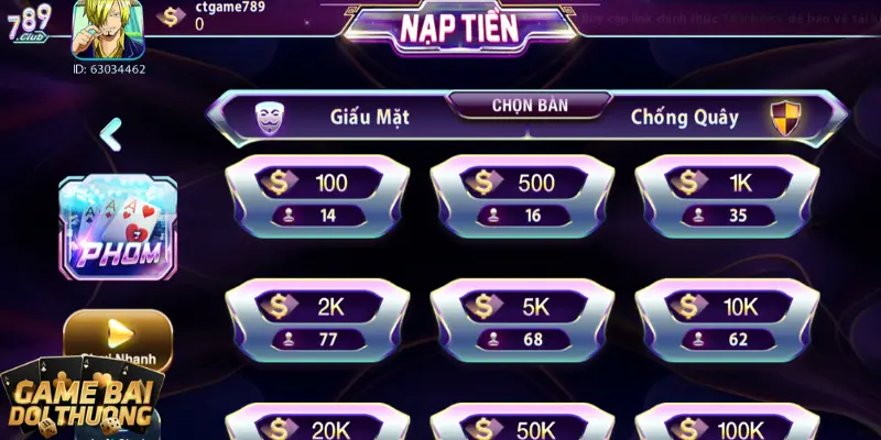 Giao diện chơi Phỏm cực “chất”